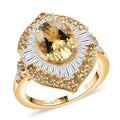 D'Joy Premium Brazilian Heliodor and Multi Gemstone 3.90 ctw Ring in Rhodium and 18K Vermeil Yellow Gold Over Sterling Silver (Size 10.0) - Sticky add to cart bar