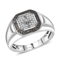 D’Joy White and Black Diamond 0.33 ctw Men's Ring in Rhodium Over Sterling Silver - Sticky add to cart bar