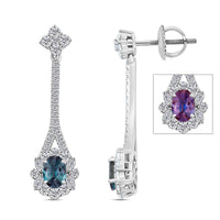 Chairman Collection Certified & Appraised Rhapsody 950 Platinum AAAA Alexandrite, Diamond (E-F, VS) Earrings (7.12 g) 5.50 ctw