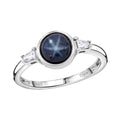 D'Joy Premium Blue Star Sapphire (DF) and Moissanite 2.65 ctw Ring in Rhodium Over Sterling Silver (Size 10.0) - Sticky add to cart bar