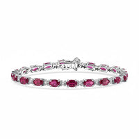 D’Joy Niassa Ruby (FF), White Zircon Bracelet in Rhodium Over Sterling Silver (7.25 In) 14.65 ctw