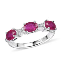 D’Joy Niassa Ruby (FF), White Zircon Ring in Rhodium Over Sterling Silver (Size 7.0) 2.25 ctw