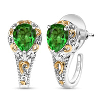 EverTrue Chartreuse Quartz (Triplet) 3.75 ctw Art Deco Earrings 18K YG plated and Platinum Bond