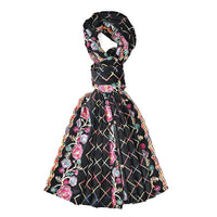 Tamsy Floral Embroidery Polyester Scarf