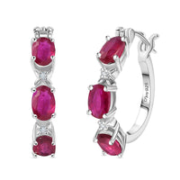D'Joy Niassa Ruby (FF), White Zircon Hoop Earrings in Rhodium Over Sterling Silver 3.80 ctw
