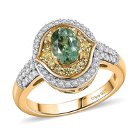 D'Joy Premium Ambanja Demantoid Garnet, Multi Gemstone Ring in 18K Vermeil YG Over Sterling Silver (Size 6.0) 1.70 ctw