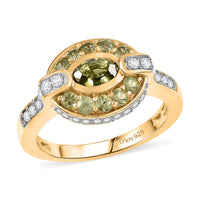 D'Joy Premium Ambanja Demantoid Garnet, Moissanite Gilded Verdure Ring in 18K Vermeil YG Over Sterling Silver (Size 6.0) 1.60 ctw