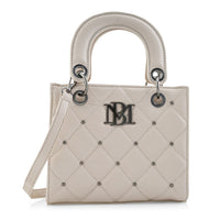 Badgley Mischka Ivory Vegan Leather Quilted Shoulder Bag