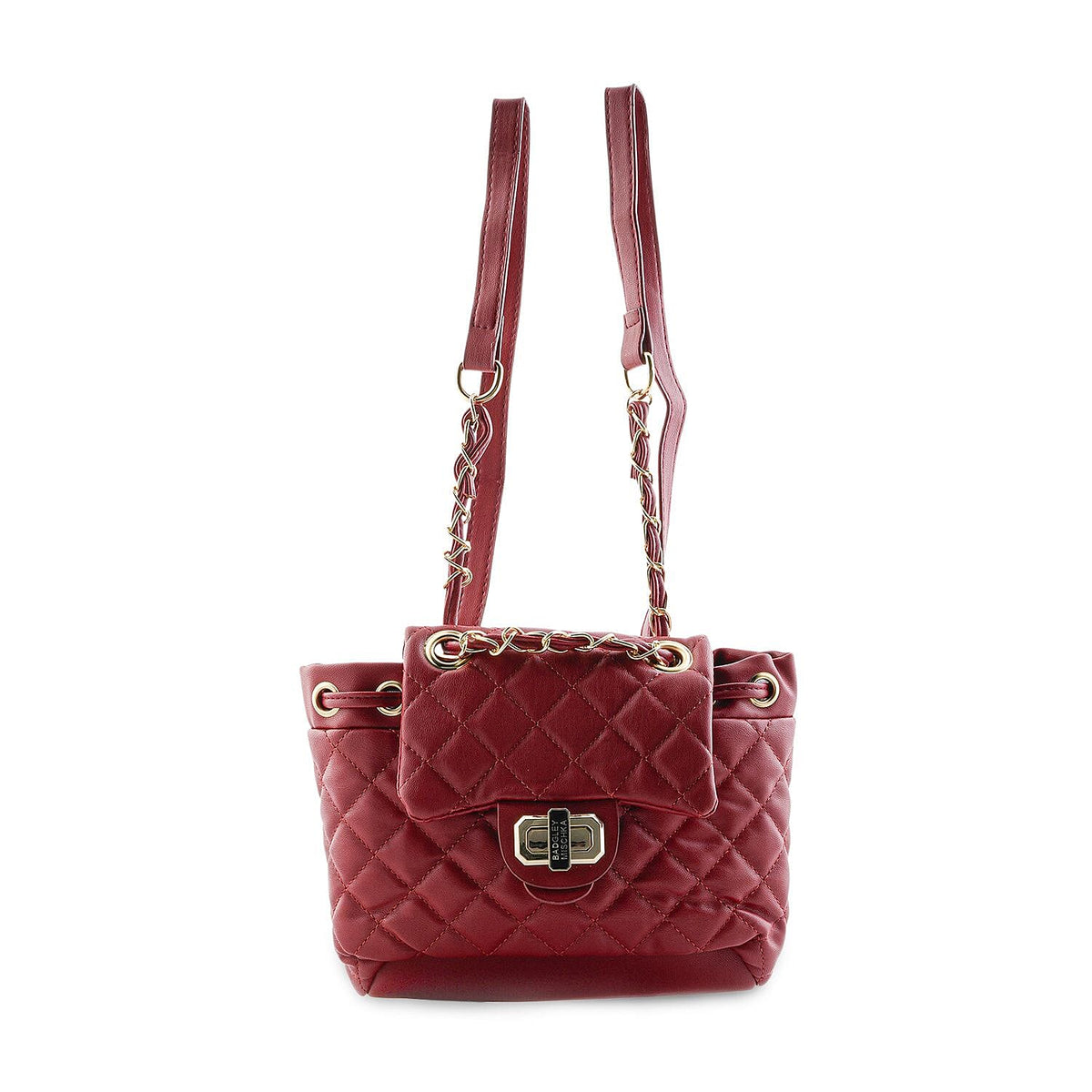 Badgley Mischka Black Vegan Leather Quilted Backpack display picture 1