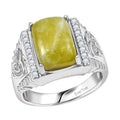 EverTrue Connemara Marble and White Zircon 7.75 ctw Men's Ring in Platinum Bond (Size 10.0) - Sticky add to cart bar