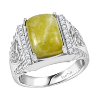 EverTrue Connemara Marble and White Zircon 7.75 ctw Men's Ring in Platinum Bond (Size 10.0)