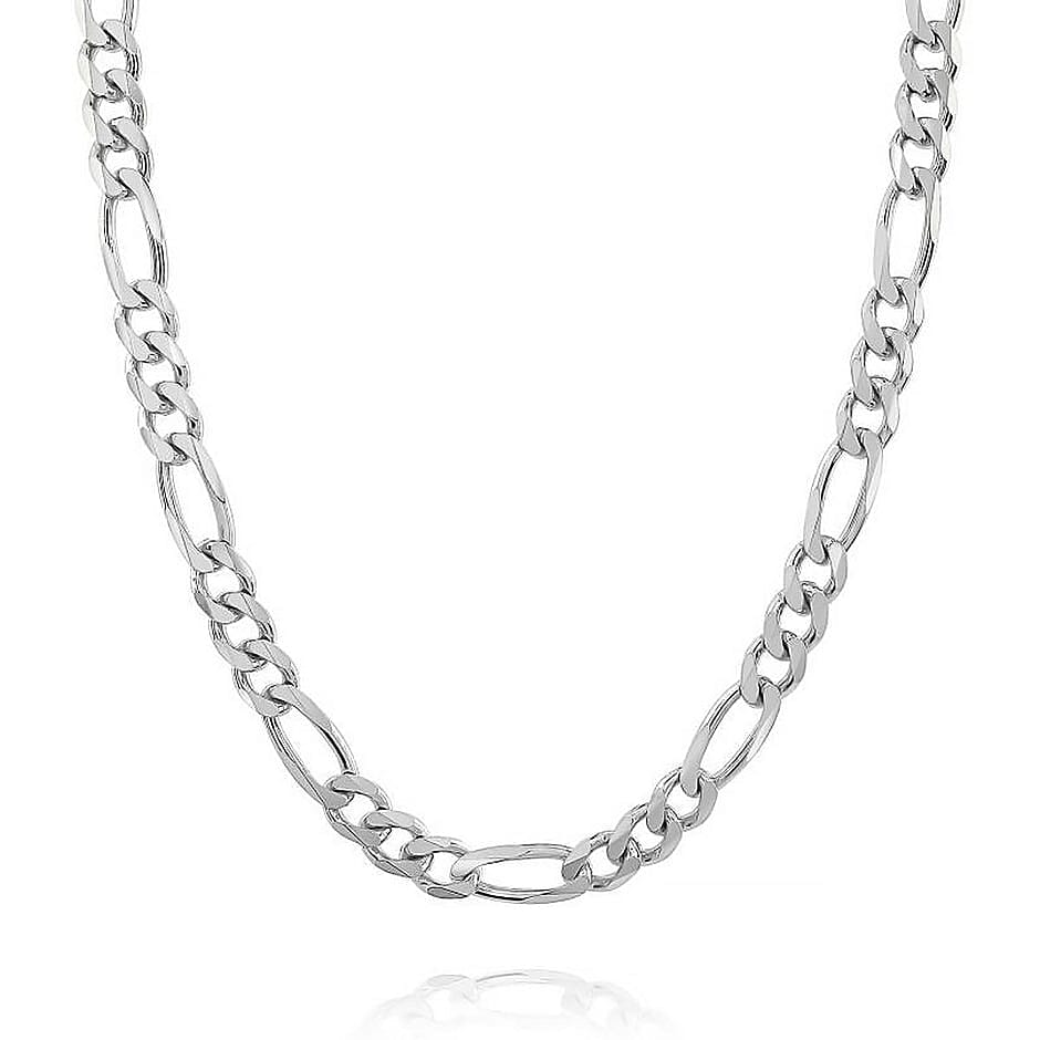 Italian made Sterling Silver Figaro Link Chain Necklace (18 Inches) (8.9 g)