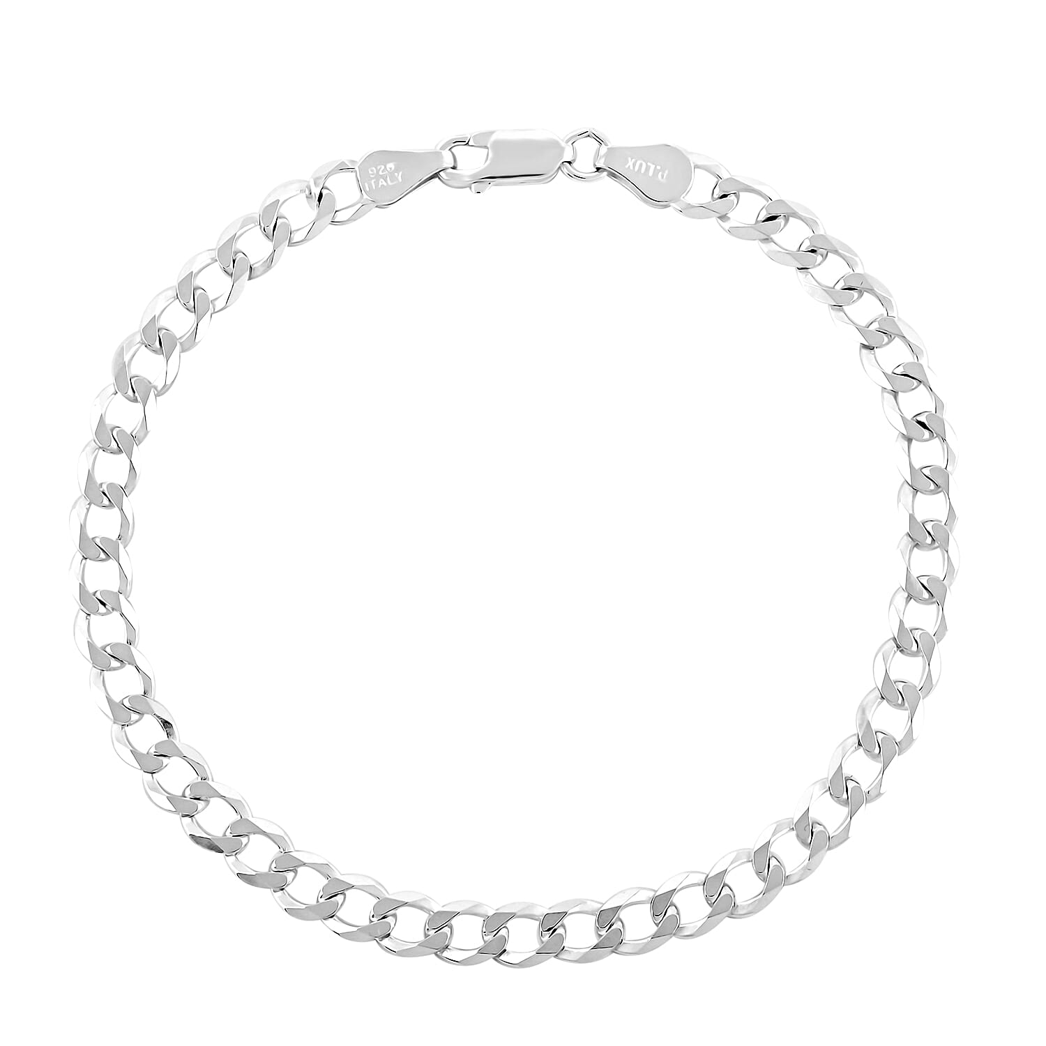 Made In Italian Sterling Silver Flat Cuban Chain Bracelet (8.00 In) 6 Grams