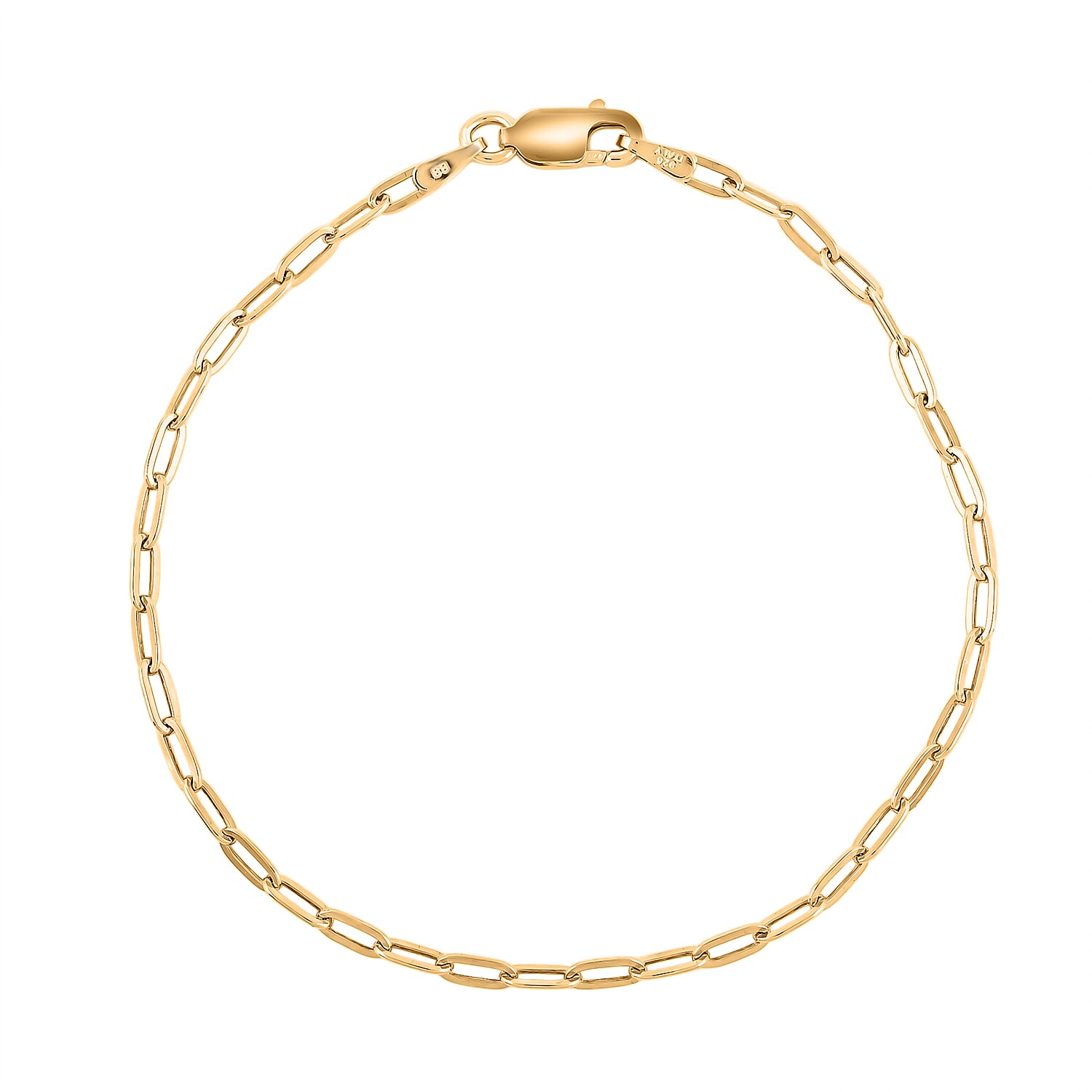 Made In Italian 14K YG Over Sterling Silver Paper Clip Chain Bracelet (7.00 In) 1.75 Grams