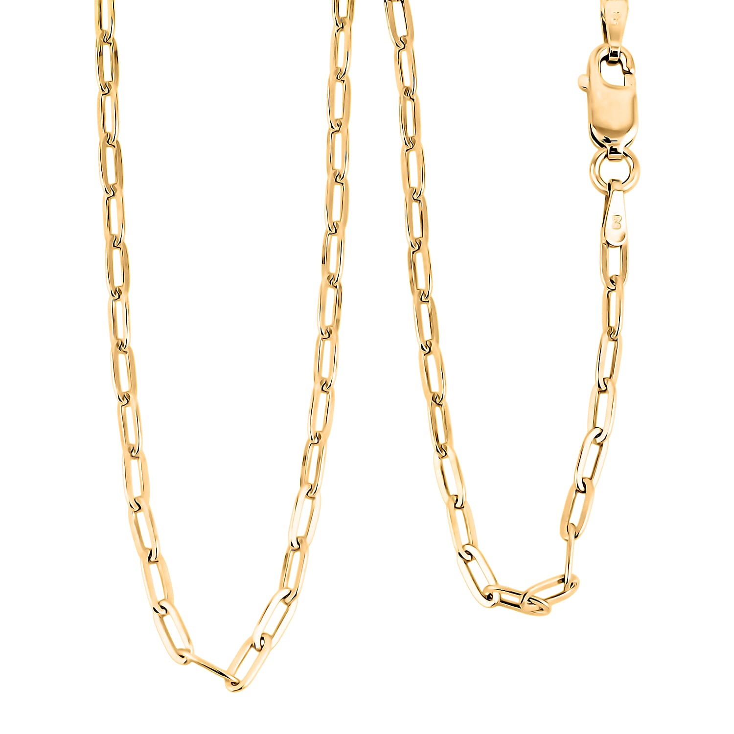 Made In Italian 14K YG Over Sterling Silver Paper Clip Chain Necklace 3.40 Grams 16 Inches