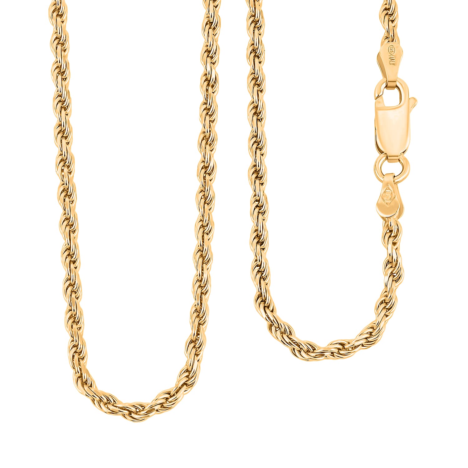 Made In Italian 14K YG Over Sterling Silver Rope Chain Necklace 8 Grams 16 Inches
