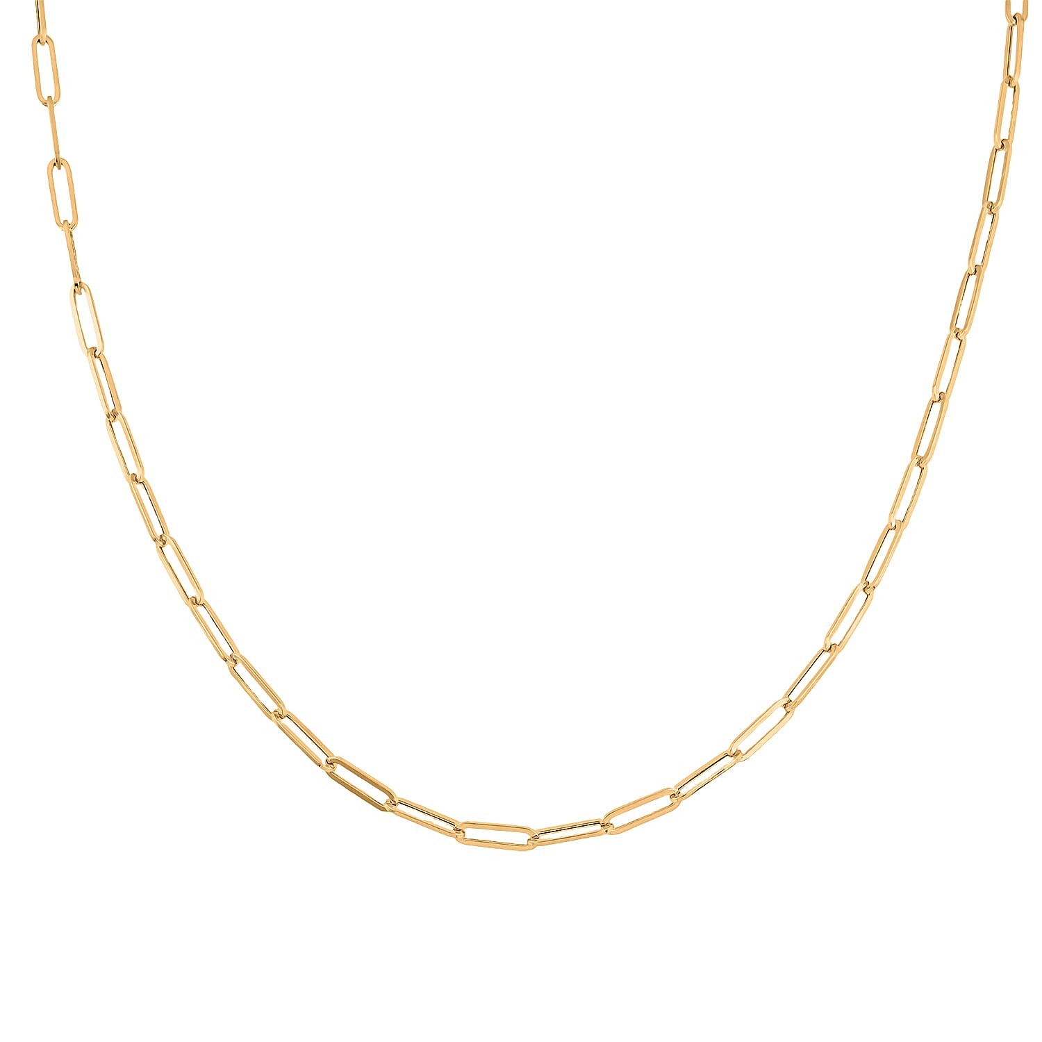 Made In Italy 14K YG Over Sterling Silver Paper Clip Chain Necklace (22 Inches) (4.50 g)