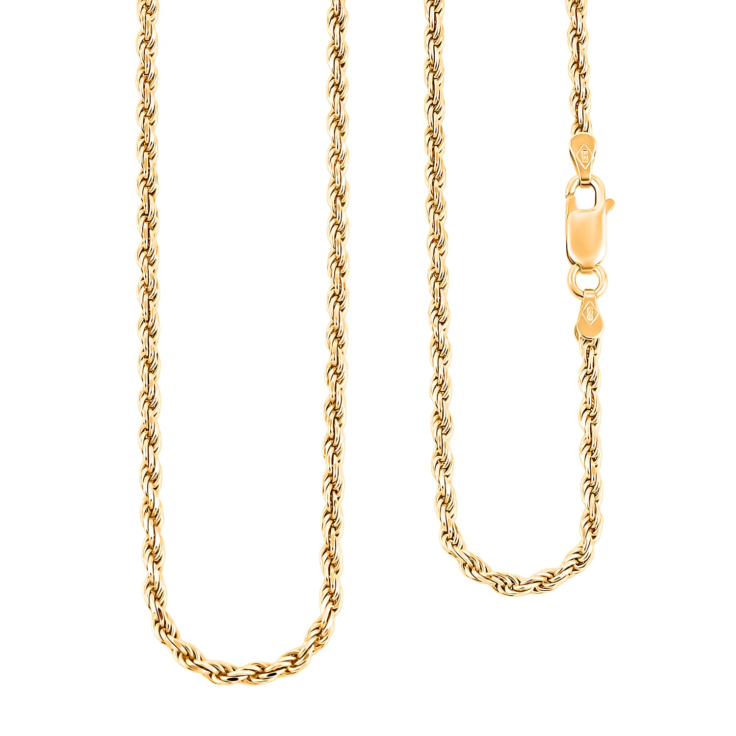 Made In Italian 14K Yellow Gold Over Sterling Silver Rope Chain Necklace 24 Inches 11.6 Grams