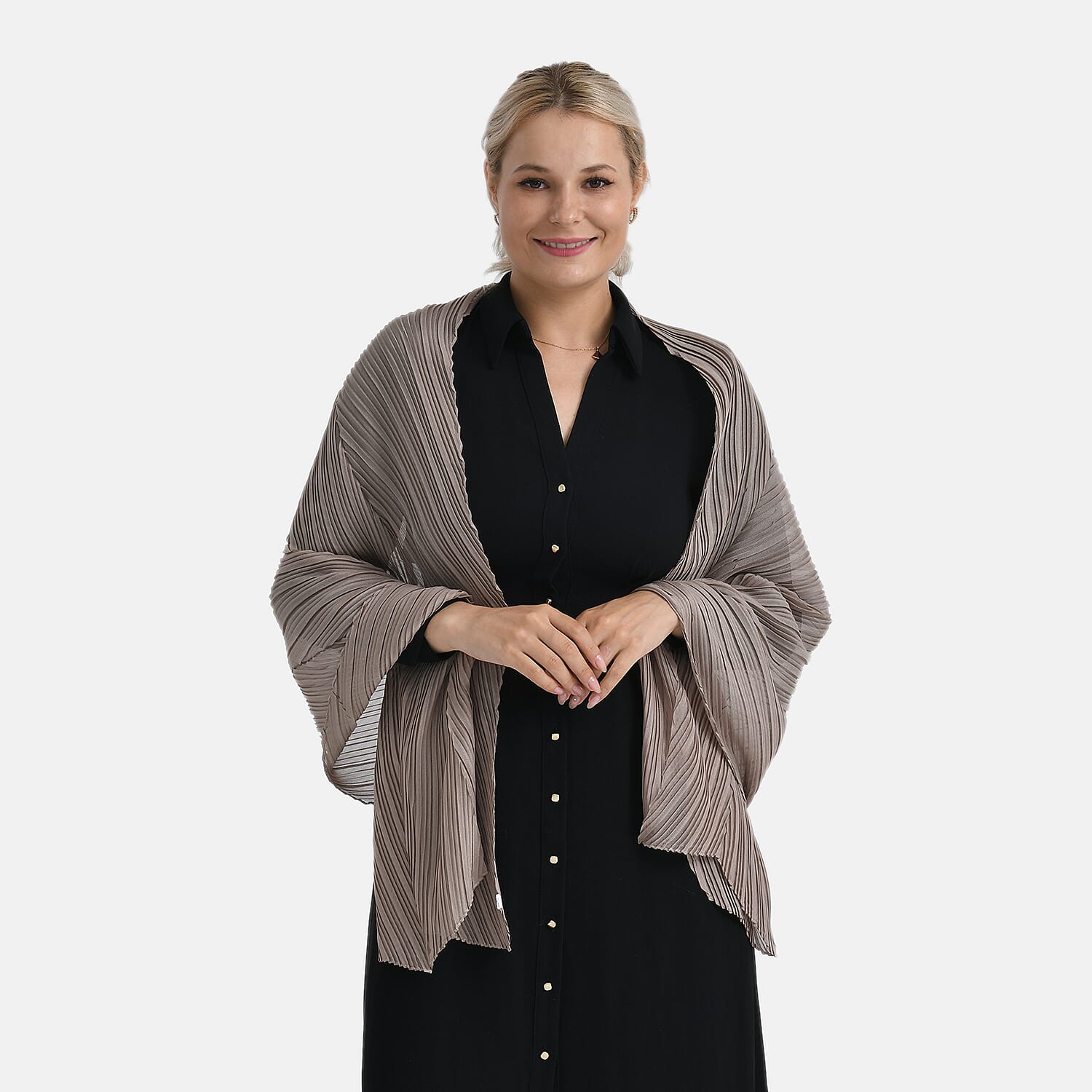 Blue Solid Polyester Scarf with Terahertz 15G