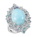 GP Larimar and Multi Gemstone 13.65 ctw Ring in Rhodium Over Sterling Silver (Size 10.0) - Sticky add to cart bar
