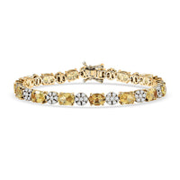 D'Joy Brazilian Heliodor and Moissanite 11.25 ctw Bracelet in 18K Vermeil Yellow Gold Over Sterling Silver (7.25 In)