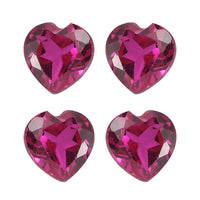 Set of 4 Lab Created Ruby (Hrt 6 mm) 3.74 ctw Loose Gemstone