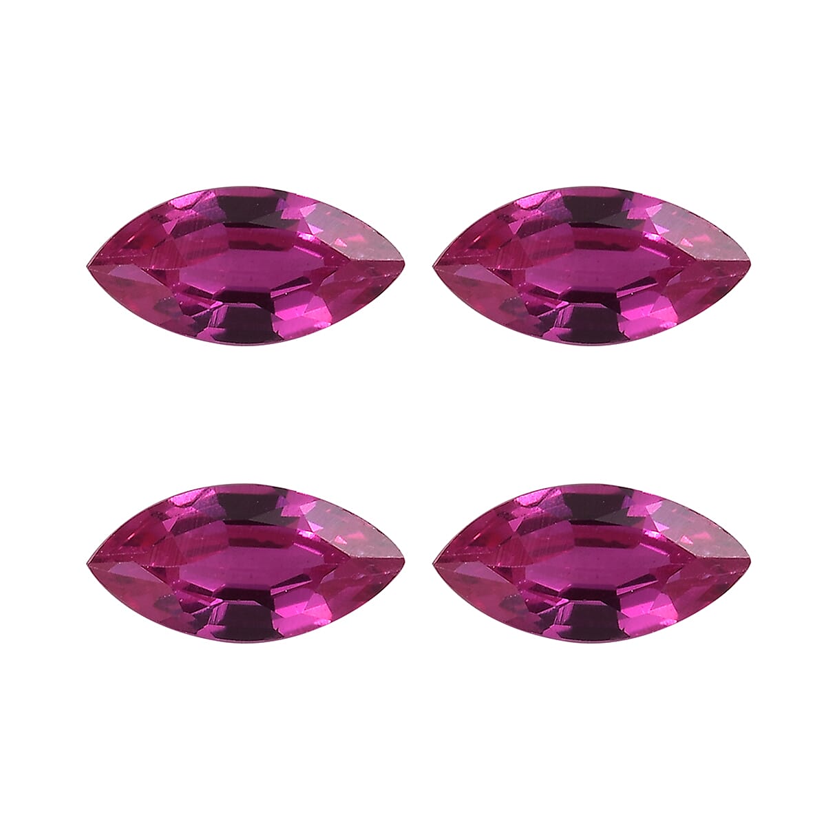 Set of 4 Lab Created Ruby (Mrq 5x2.5 mm) 0.64 ctw Loose Gemstone