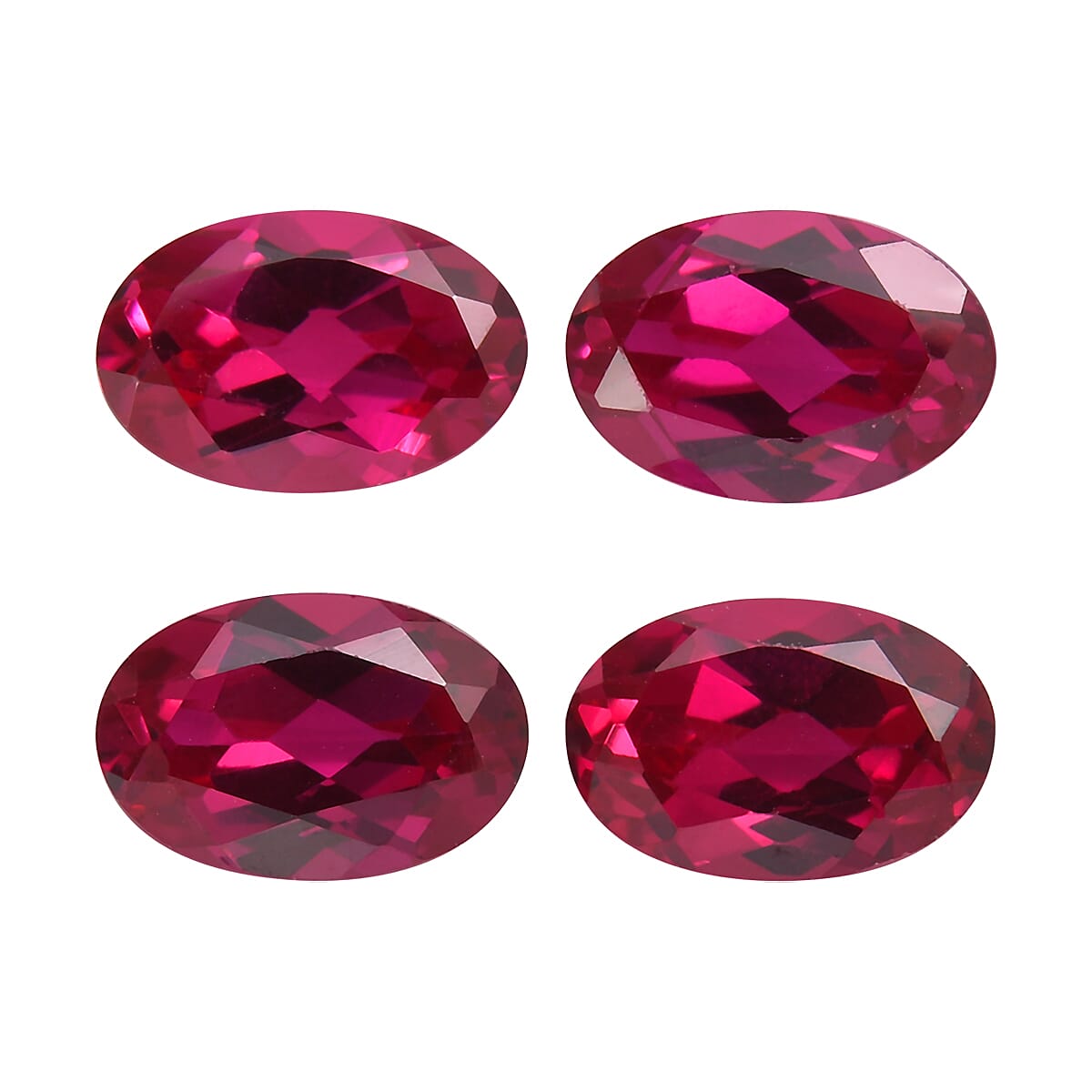 Set of 4 Lab Created Ruby (Oval 6x4 mm) 2.38 ctw Loose Gemstone