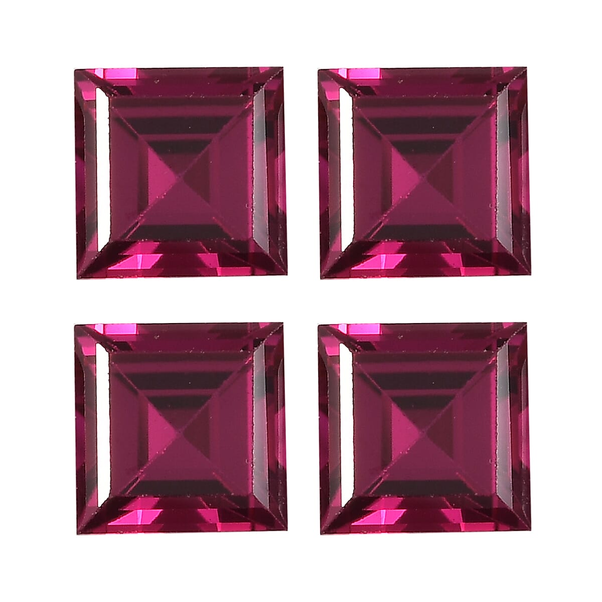 Set of 4 Lab Created Ruby (Sqr 5 mm) 3.03 ctw Loose Gemstone