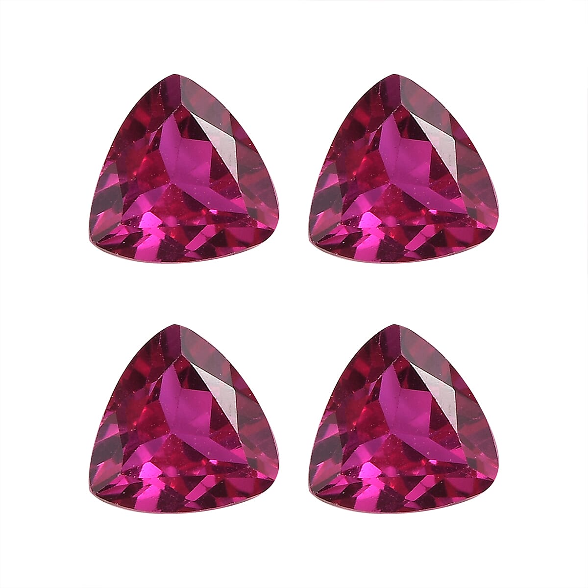 Set of 4 Lab Created Ruby (Trl 5 mm) 2.21 ctw Loose Gemstone