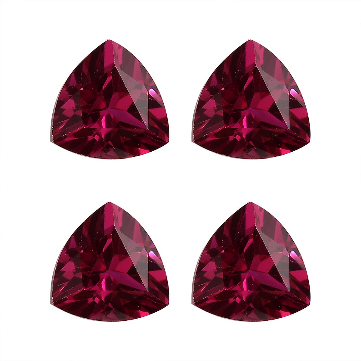 Set of 4 Lab Created Ruby (Trl 5.5 mm) 2.88 ctw Loose Gemstone