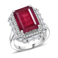 D'Joy Premium Niassa Ruby (FF) and Moissanite 12.75 ctw Ring in Rhodium Over Sterling Silver (Size 10.0) - Sticky add to cart bar