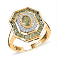 D'Joy Premium Ambanja Demantoid Garnet, Moissanite Hidden Orchard Ring in 18K Vermeil YG Over Sterling Silver (Size 6.0) 1.85 ctw - Sticky add to cart bar