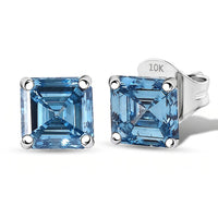 SGL Certified Luxuriant Lab Grown Blue Diamond (VS) (IR) 2.00 ctw Stud Earrings in 10K White Gold