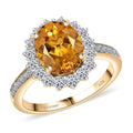 Certified & Appraised AAA Brazilian Heliodor and Luxuriant Lab Grown Diamond G-H SI 3.00 ctw Ring in 10K Yellow Gold (Size 10.0) - Sticky add to cart bar