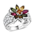 D'Joy Premium Multi-Tourmaline, White Zircon Ring in Rhodium Over Sterling Silver (Size 10.0) 3.50 ctw - Sticky add to cart bar