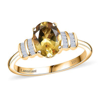 AAA Brazilian Heliodor and Luxuriant Lab Grown Diamond VS 1.80 ctw Ring in 10K Yellow Gold