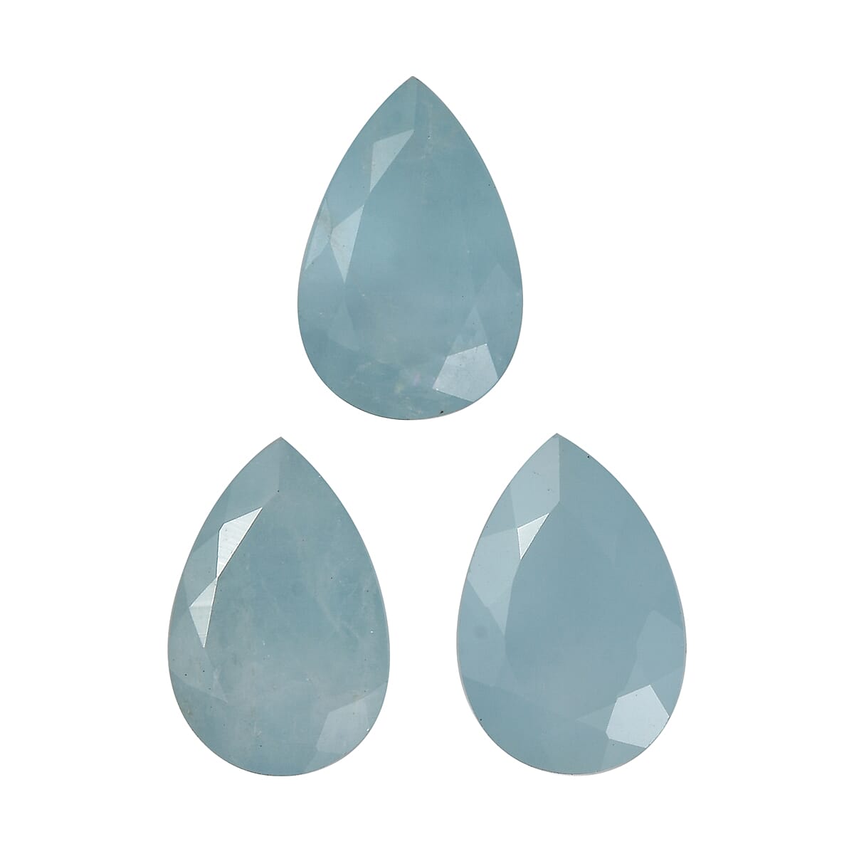 Milky Aquamarine Set of 3 (Pear 9x6 mm) 3.32 ctw Loose Gemstone