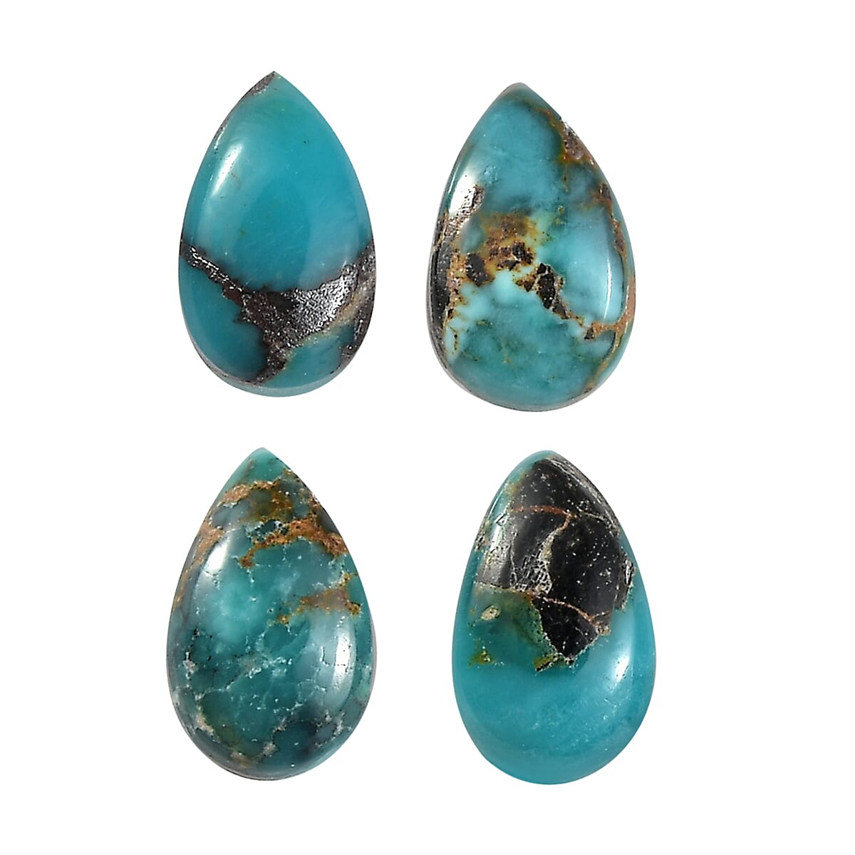 Set of 4 AA Sierra Nevada Turquoise (Pear 5x3 mm) 1.04 ctw Loose Gemstone