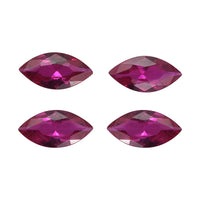 Set of 4 Lab Created Ruby (Mrq 6x3 mm) 0.95 ctw Loose Gemstone