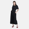 Tamsy Black Solid Capri Wide Leg Pant with Pockets - S/M - Sticky add to cart bar