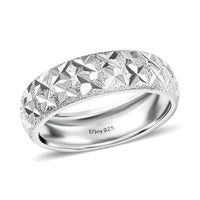 D'Joy Diamond-cut Band Ring in Platinum Over Sterling Silver (Size 10.0) 3.15 Grams