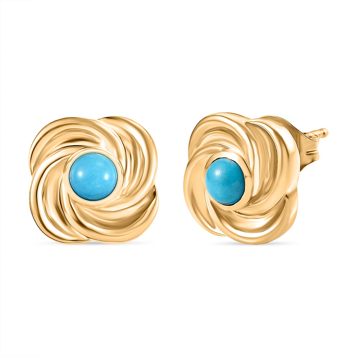 D'Joy Sleeping Beauty Turquoise 0.50 ctw Stud Earrings in Vermeil YG Over Sterling Silver