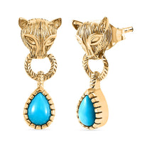 D'Joy Sleeping Beauty Turquoise 1.35 ctw Earrings in 14K Gold Over Sterling Silver