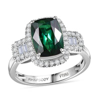 Certified & Appraised Rhapsody AAAA Santa Rosa Tourmaline and E-F VS Diamond 3.63 ctw Ring in 950 Platinum (Size 8.5) 6.08 Grams