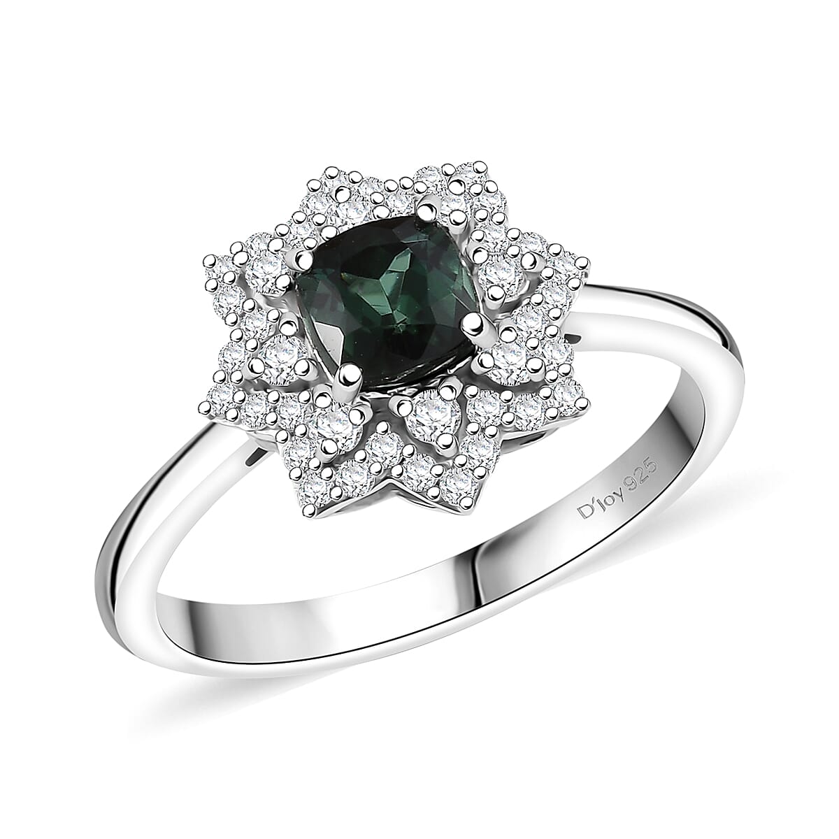 D'Joy Premium Santa Rosa Tourmaline and Moissanite 1.00 ctw Ring in Rhodium Over Sterling Silver (Size 10.0)