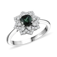 D'Joy Premium Santa Rosa Tourmaline and Moissanite 1.00 ctw Ring in Rhodium Over Sterling Silver (Size 10.0)