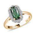 Certified & Appraised AAA Santa Rosa Tourmaline and Luxuriant Lab Grown Diamond G-H SI 2.03 ctw Ring in 10K Yellow Gold (Size 11.5) - Sticky add to cart bar
