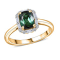 Certified & Appraised AAA Santa Rosa Tourmaline and Luxuriant Lab Grown Diamond G-H SI 1.74 ctw Ring in 10K Yellow Gold - Sticky add to cart bar