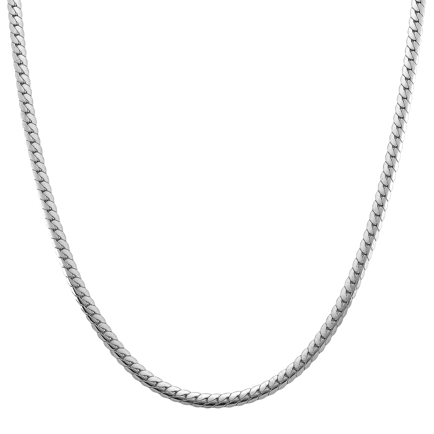 Flat Cuban Link Chain Necklace in Stainless Steel 18-20 Inches